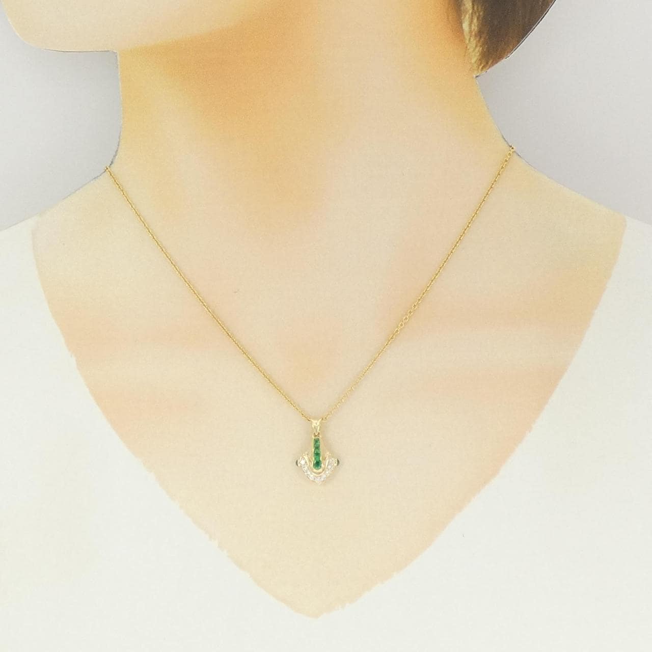 750YG/K18YG エメラルド ネックレス