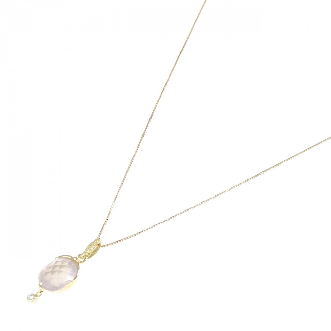 K18YG ローズクオーツ ネックレス 3.46CT