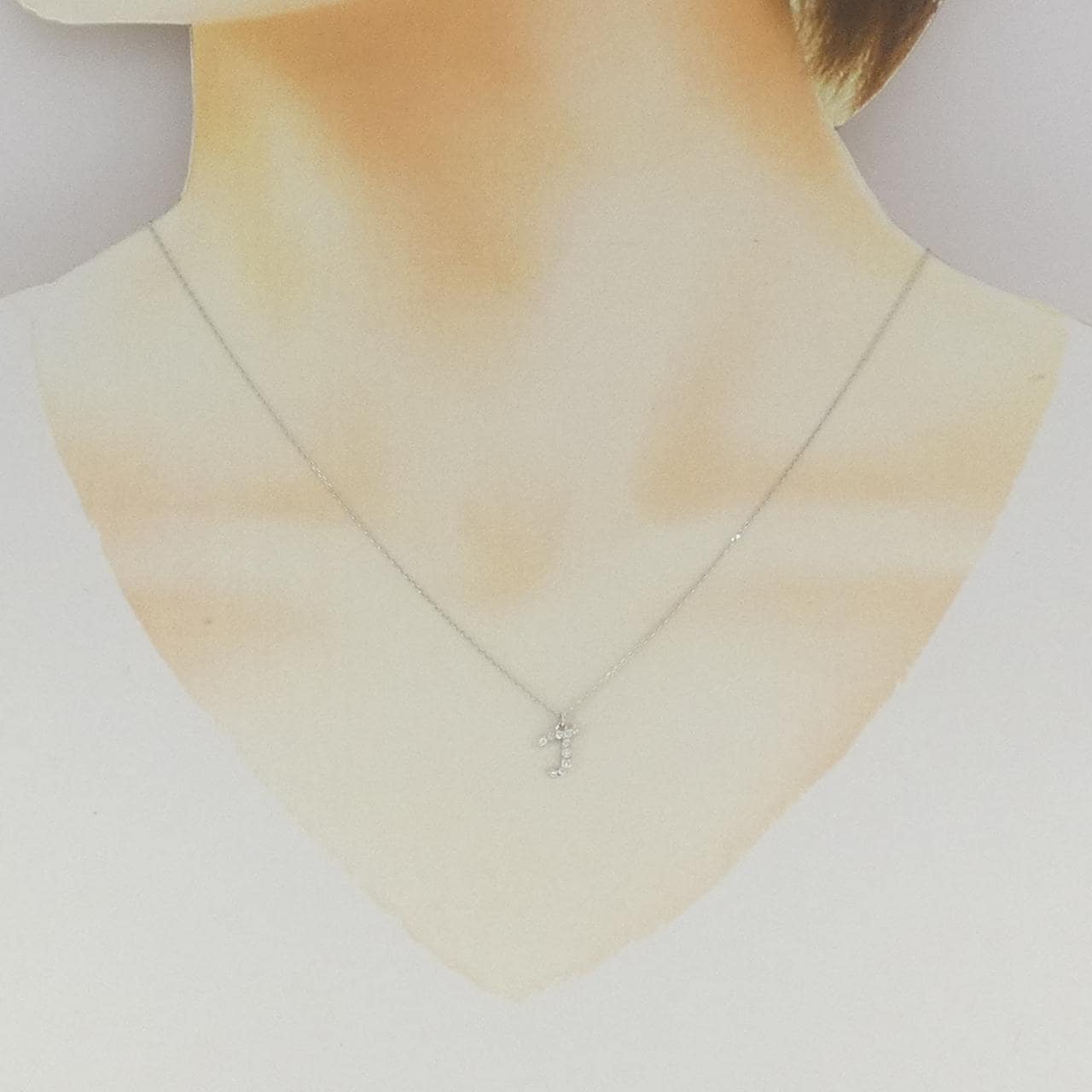 K18WG イニシャル ダイヤモンド ネックレス 0.07CT
