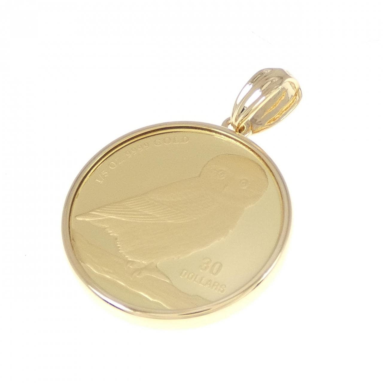 K18YG frame coin pendant