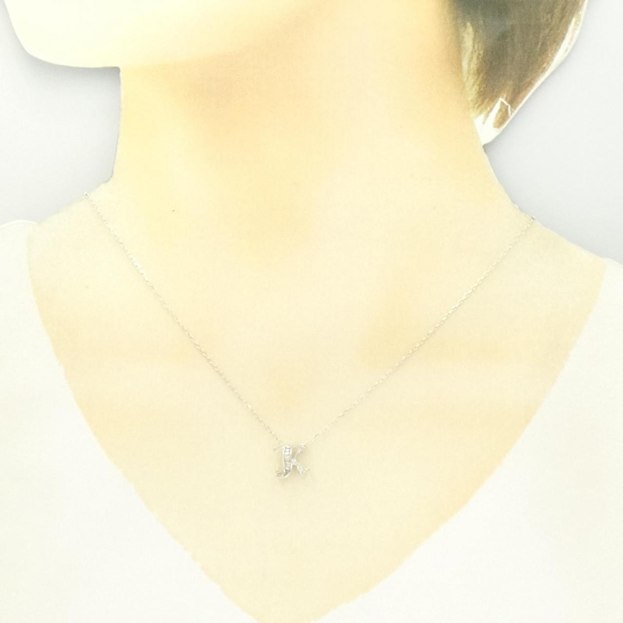 低価日本製K18WG イニシャル K ダイヤモンド0.28ct ペンダントネックレス ネックレス