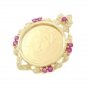 K18YG(枠) ルビー コイン 0.70CT ペンダント