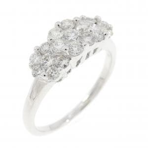 K18WG フラワー ダイヤモンド リング 0.50CT