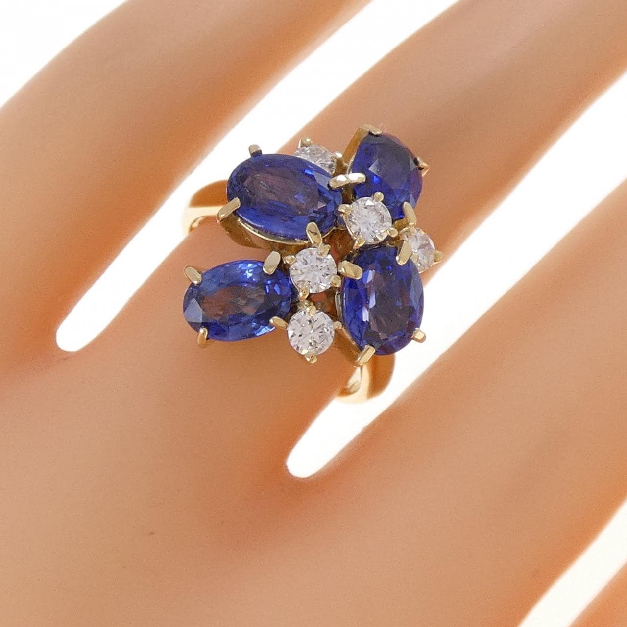 K18YG サファイヤ リング 4.61CT
