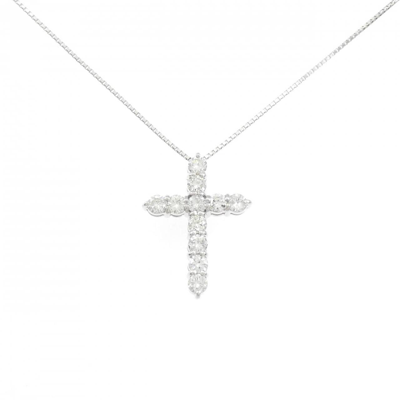 K18WG クロス ダイヤモンド ネックレス 1.045CT