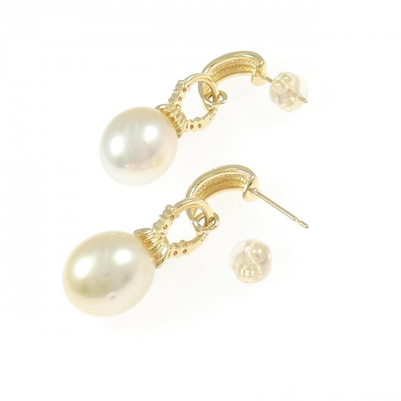 K18YG White Butterfly Pearl earrings