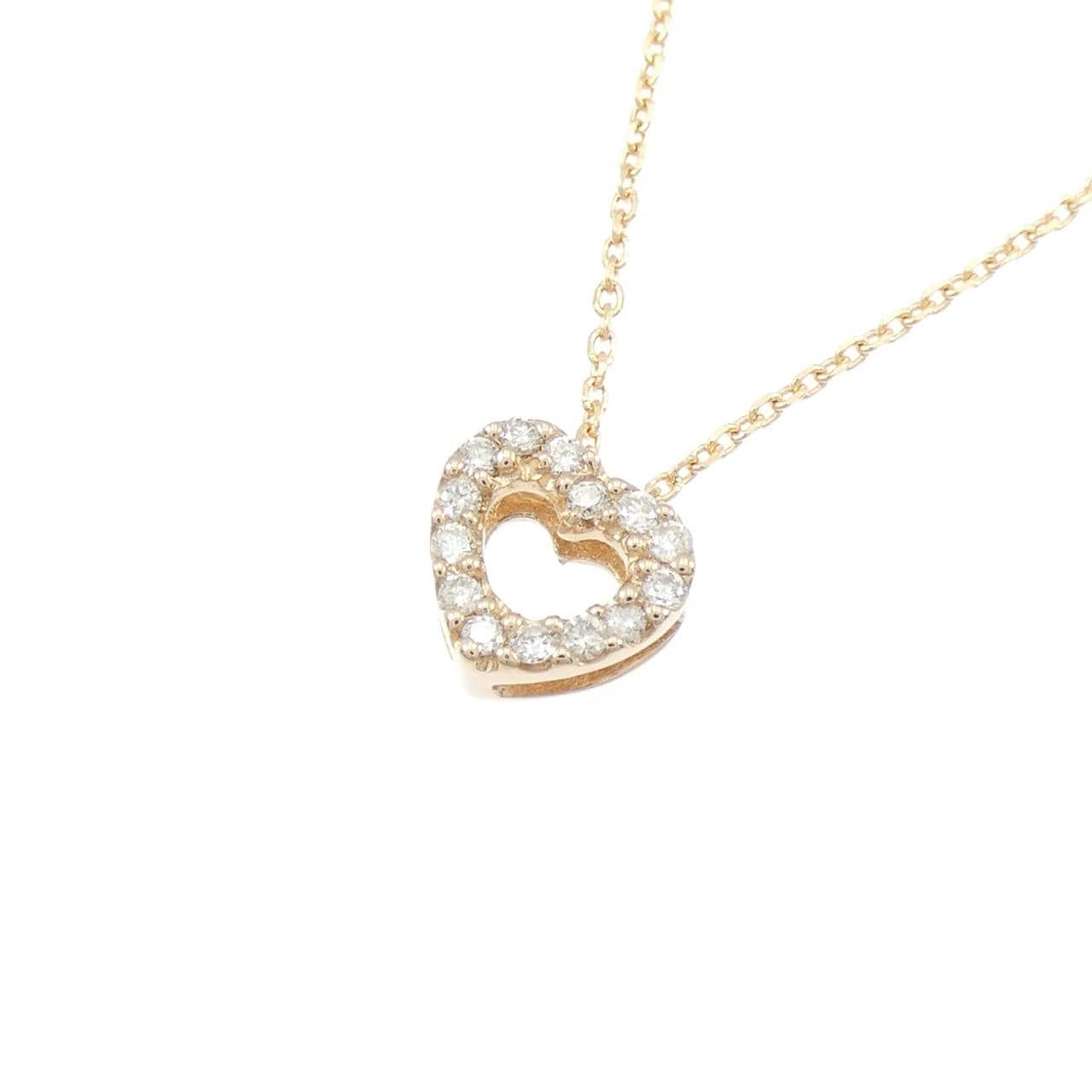 K18PG ハート ダイヤモンド ネックレス 0.09CT