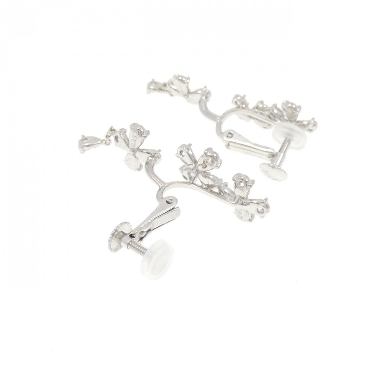 K18WG/K14WG フラワー ダイヤモンド イヤリング 1.00CT
