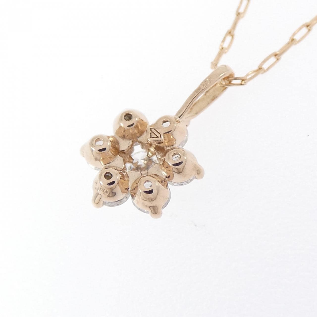 K18PG フラワー ダイヤモンド ネックレス 0.30CT
