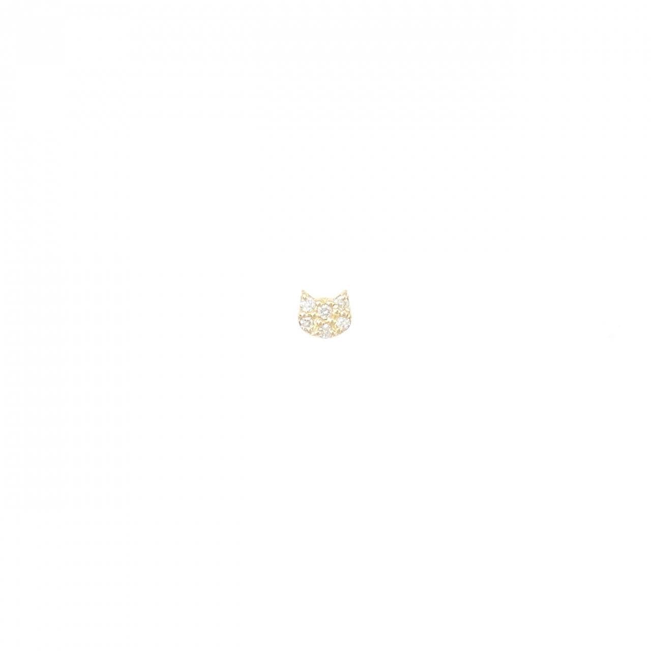 【新品】K18YG キャット ダイヤモンド ピアス 片耳 0.02CT