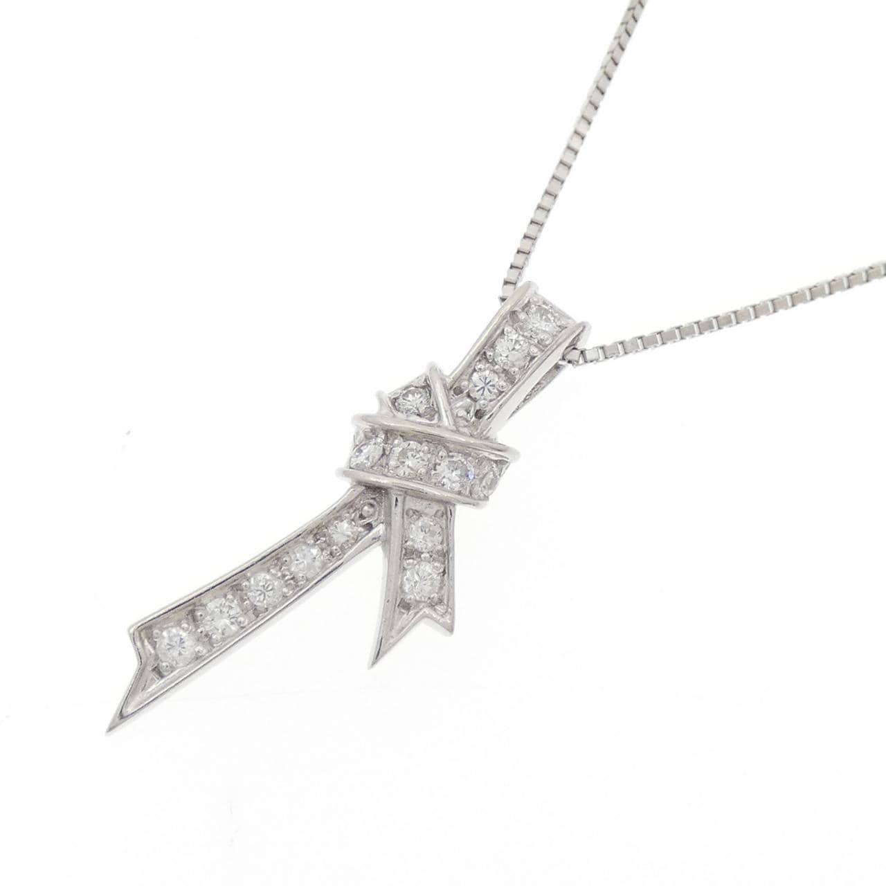 PT900/PT850 リボン ダイヤモンド ネックレス 0.23CT