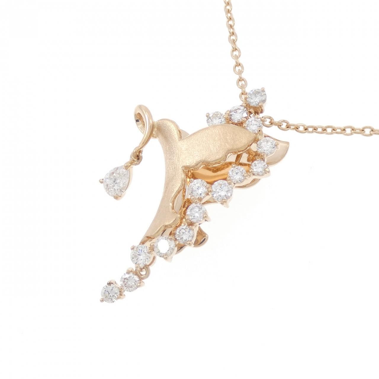 K18PG バード ダイヤモンド ネックレス 0.17CT