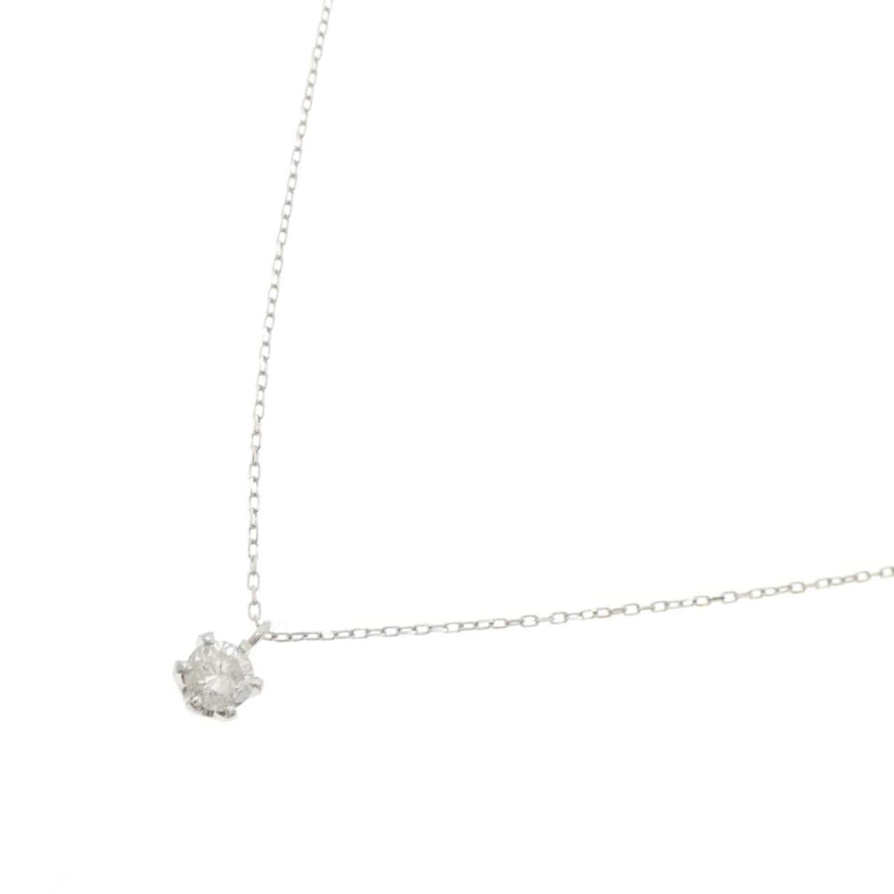 PT900/K18WG ソリティア ダイヤモンド ネックレス 0.30CT