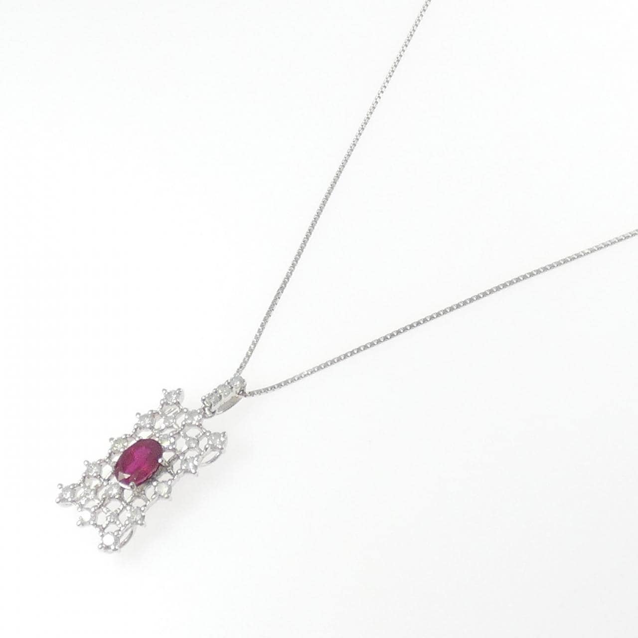 K18WG ルビー ネックレス 1.05CT