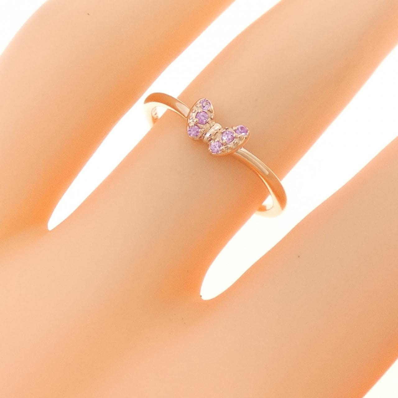 K10PG リボン サファイヤ リング 0.03CT