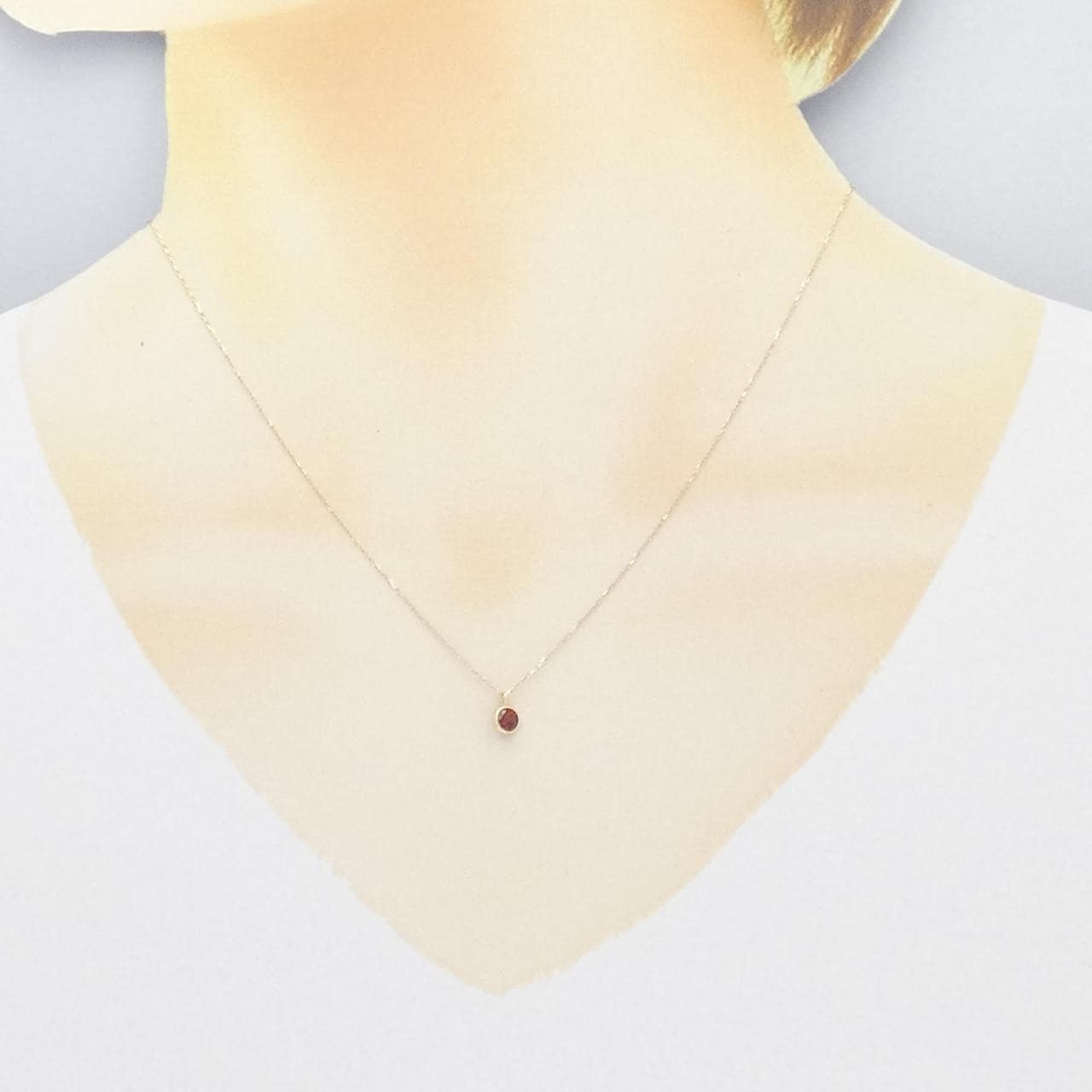 [BRAND NEW] K10YG Garnet Necklace