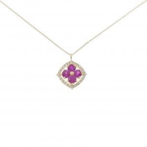 【新品】K18YG フラワー ルビー ネックレス 0.60CT