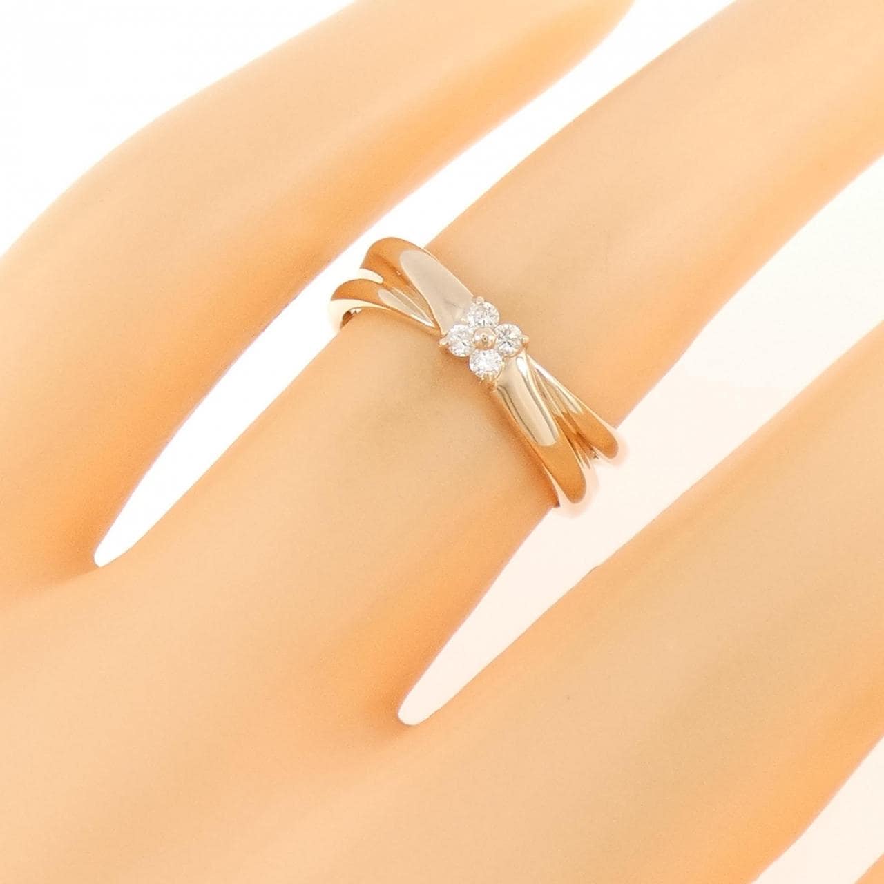 K18PG フラワー ダイヤモンド リング 0.06CT