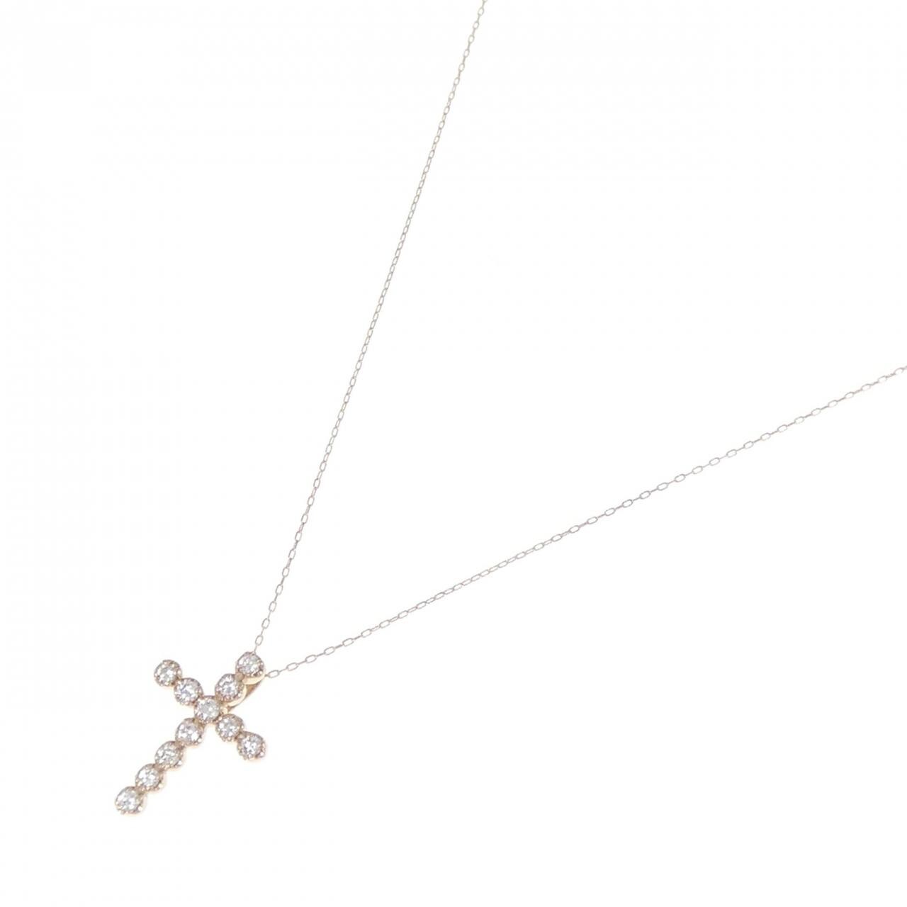 K18PG クロス ダイヤモンド ネックレス 0.20CT
