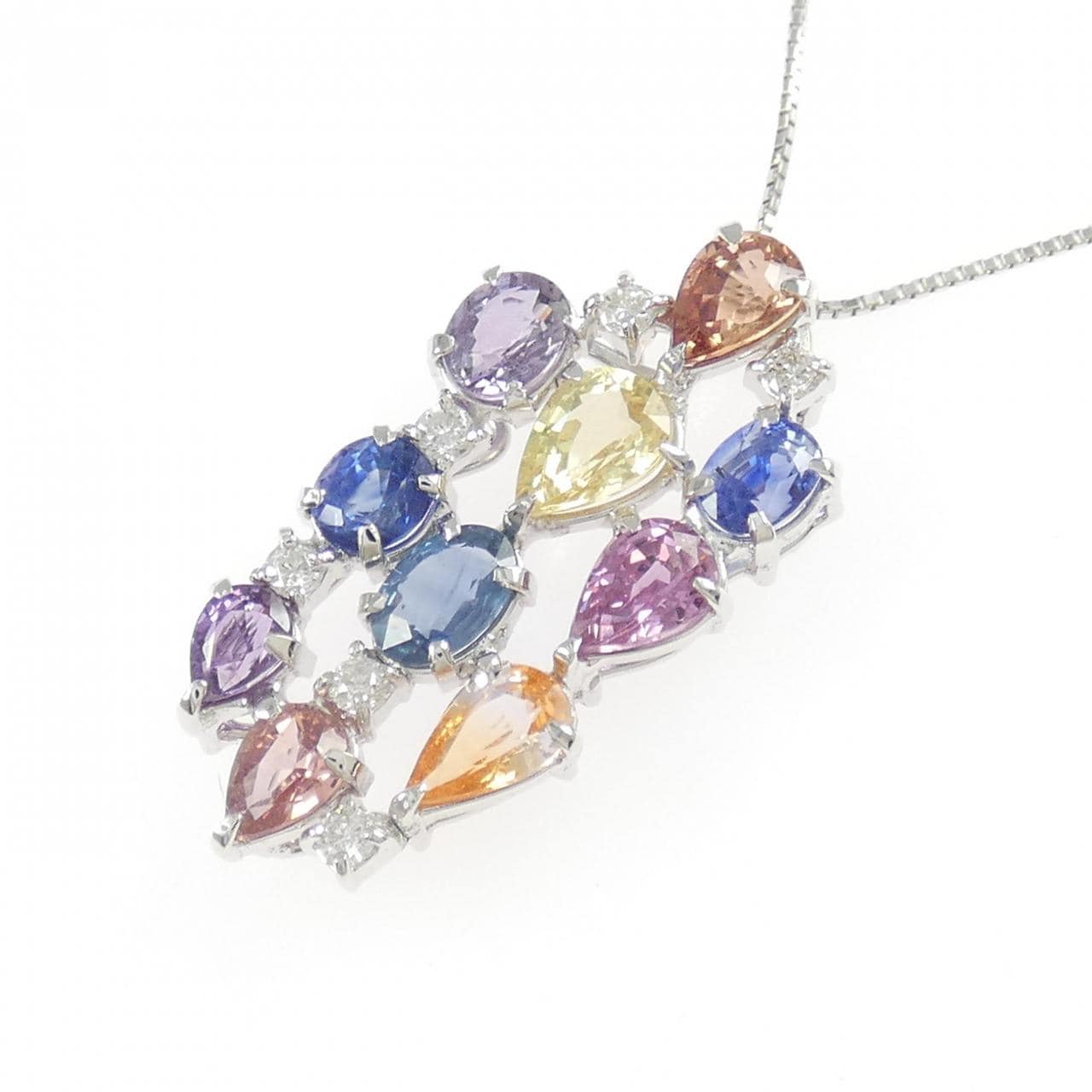 K18WG サファイヤ ネックレス 5.32CT