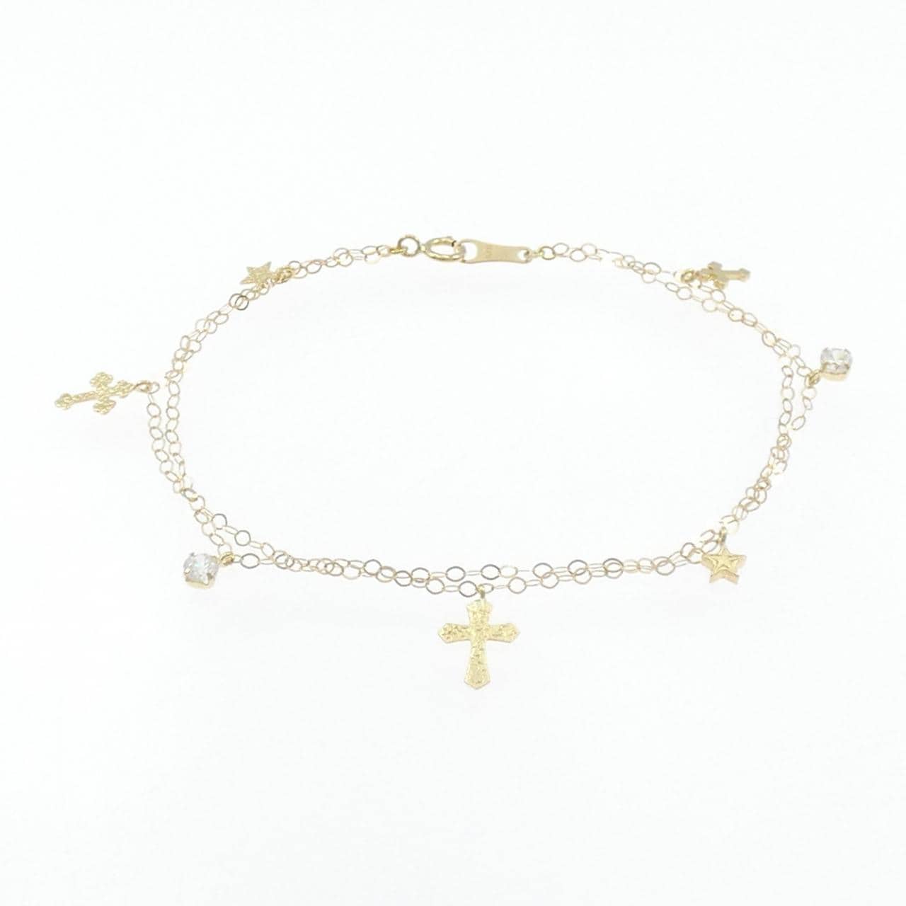 K18YG クロス×スター キュービック ブレスレット