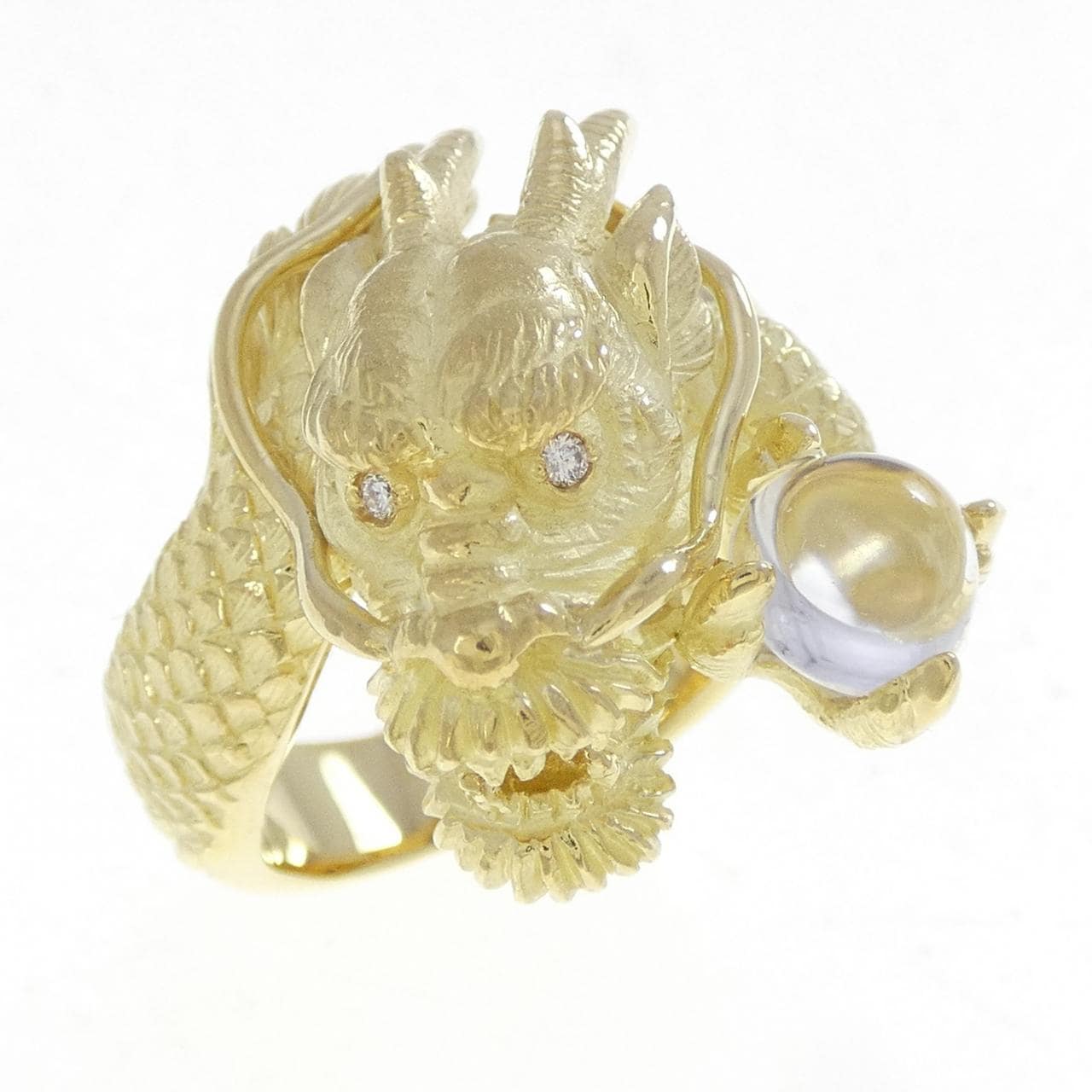 K18YG ドラゴン クオーツ リング