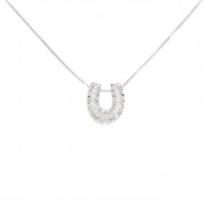 K18WG ホースシュー ダイヤモンド ネックレス 0.20CT