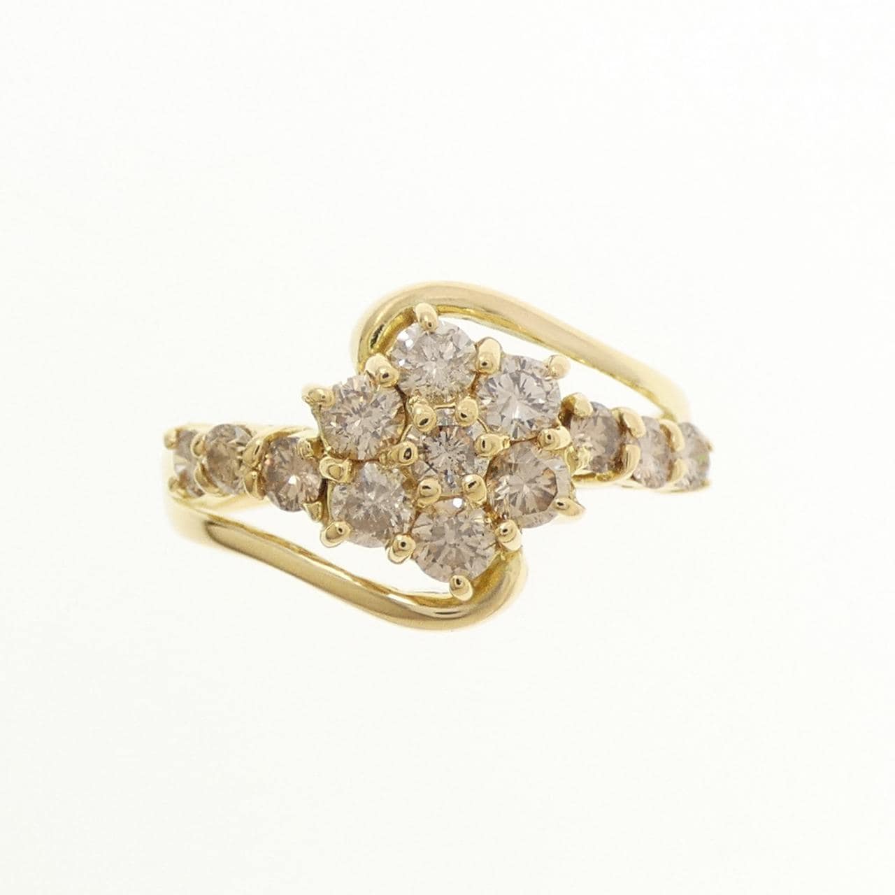 K18YG フラワー ダイヤモンド リング 1.00CT
