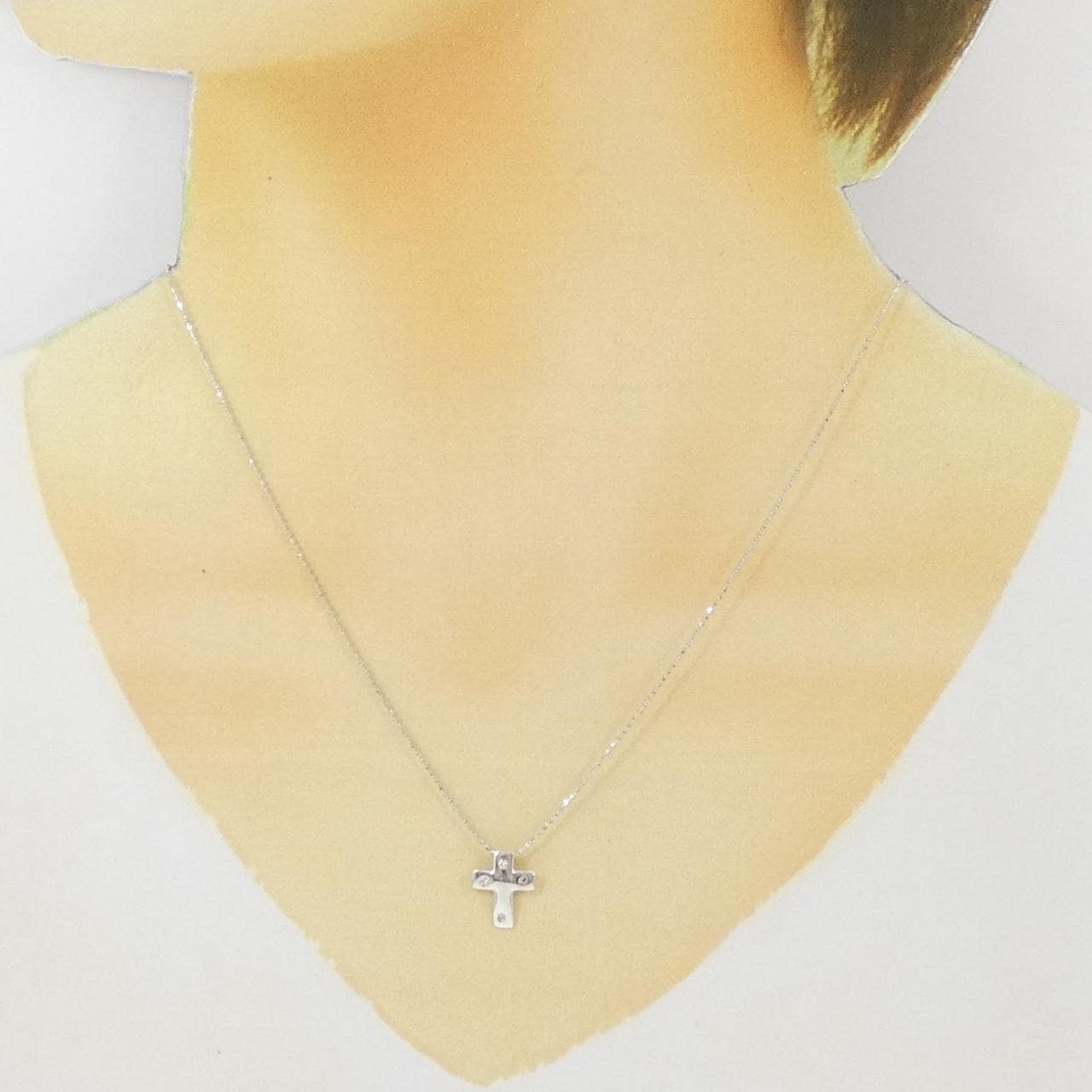K18WG/750WG 十字鑽石項鍊 0.05CT