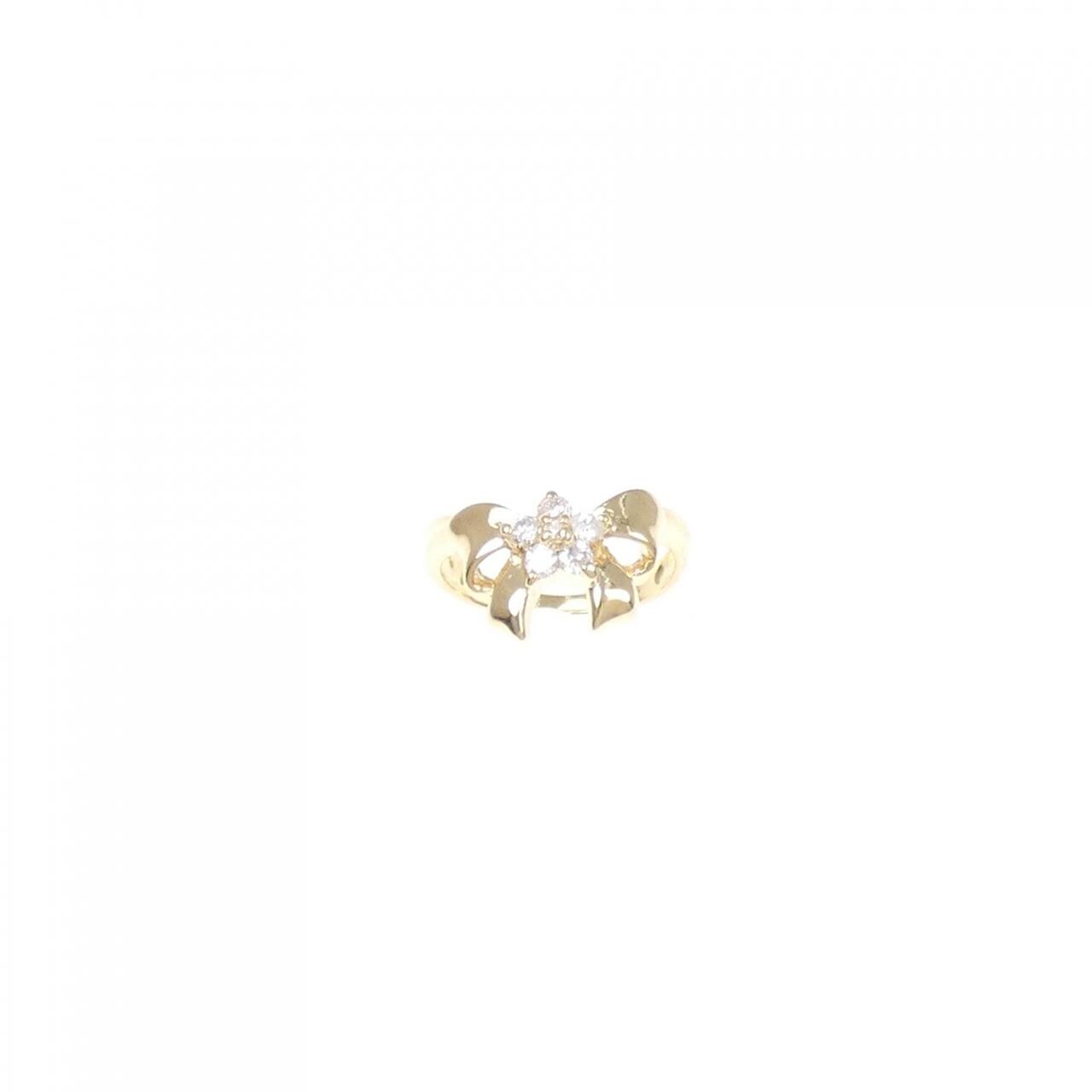 K18YG Ribbon Diamond Pinky Ring 0.14CT