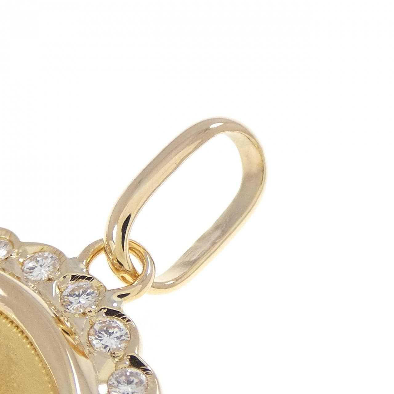 K18YG(枠) ダイヤモンド コイン ペンダント 0.4CT