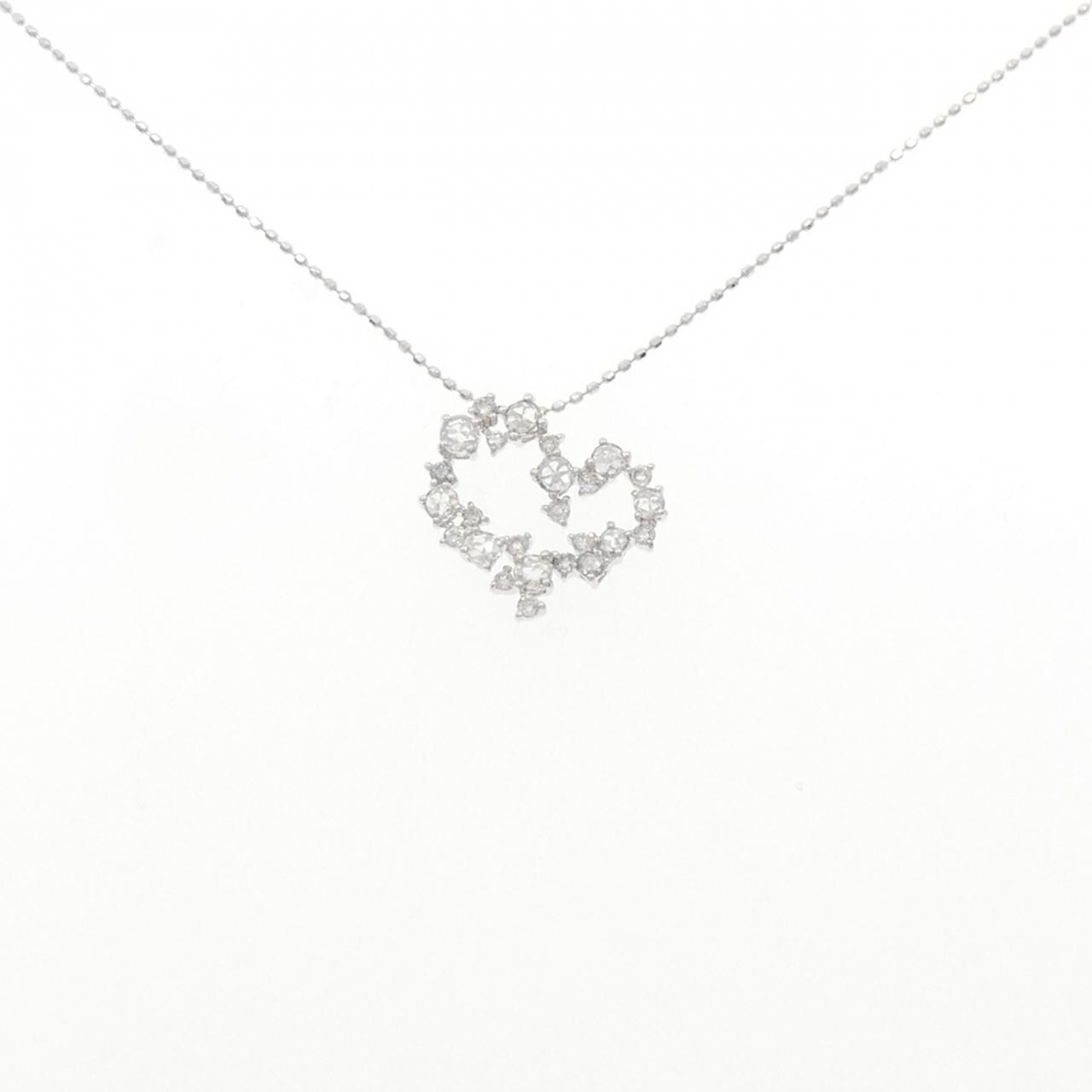K18WG ハート ダイヤモンド ネックレス 0.45CT