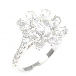 K18WG フラワー ダイヤモンド リング 1.02CT