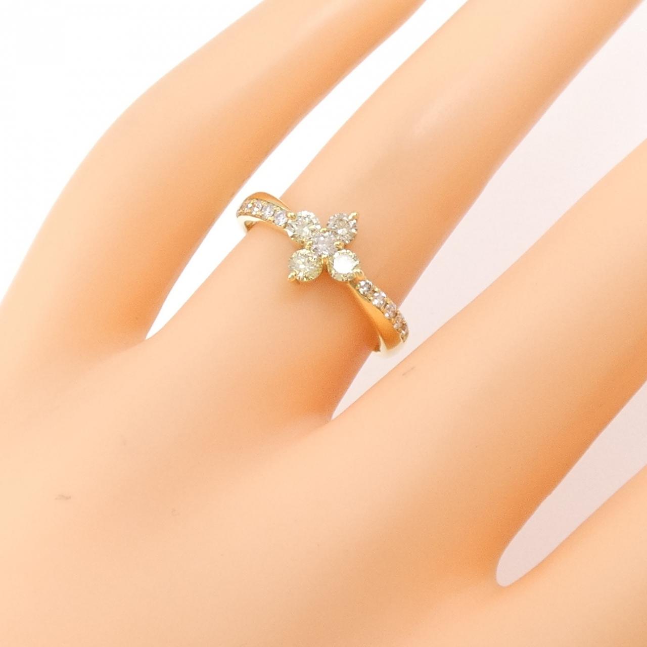 【新品】K18YG フラワー ダイヤモンド リング 0.50CT