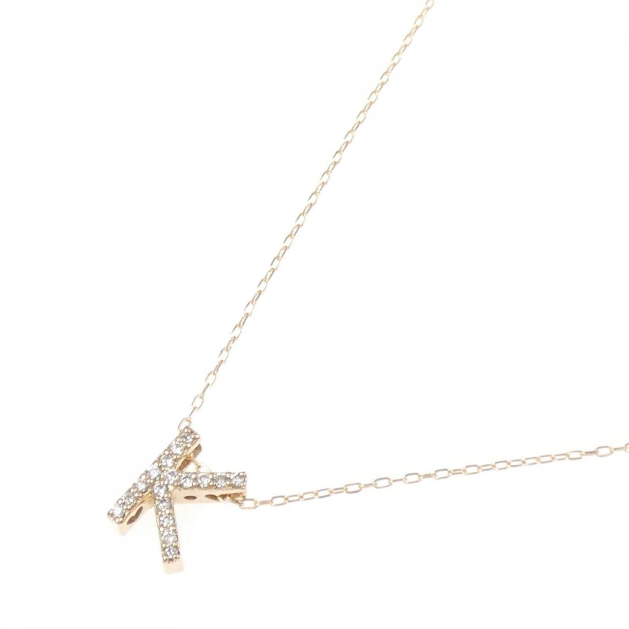 K18PG イニシャルK ダイヤモンド ネックレス 0.17CT