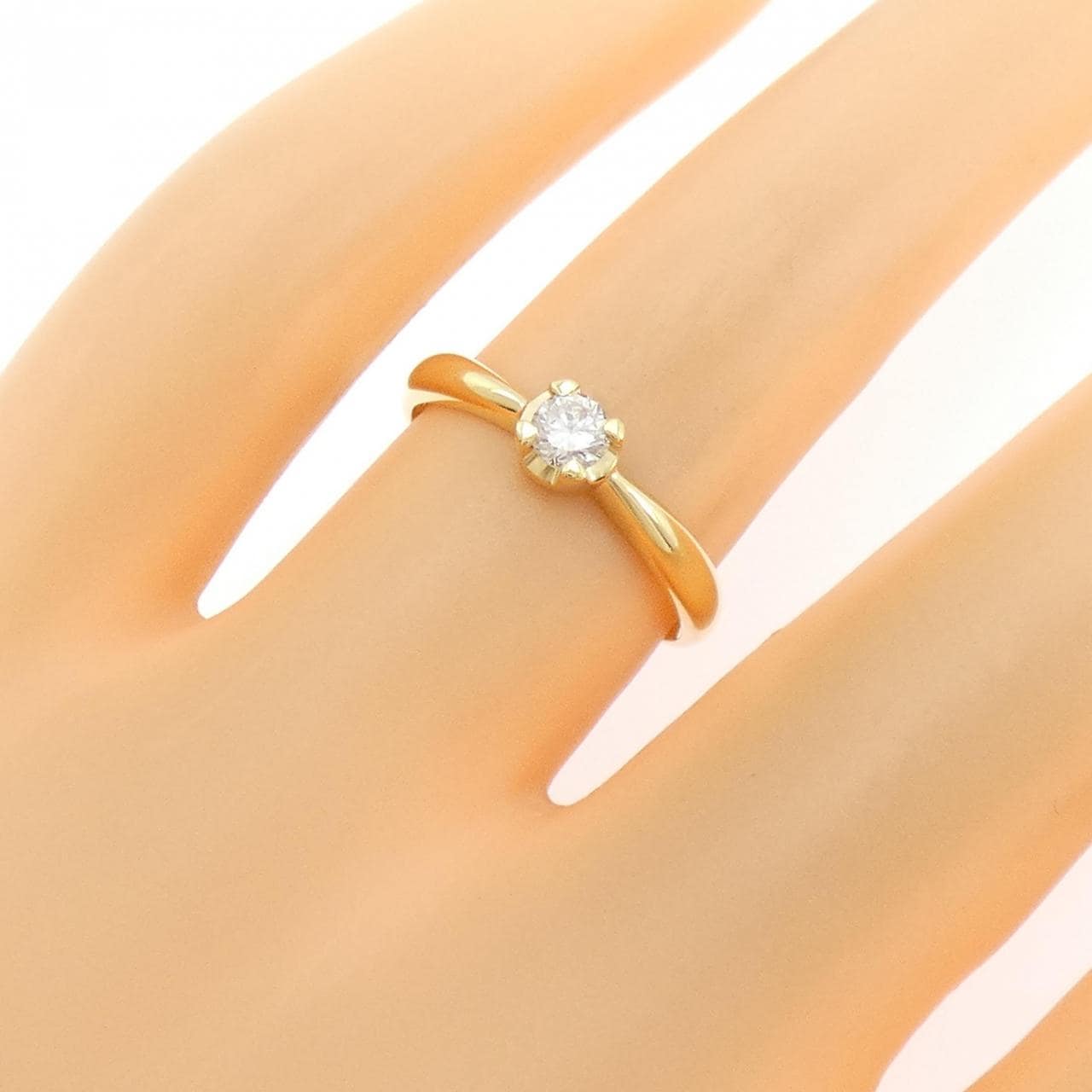 K18YG ソリティア ダイヤモンド リング