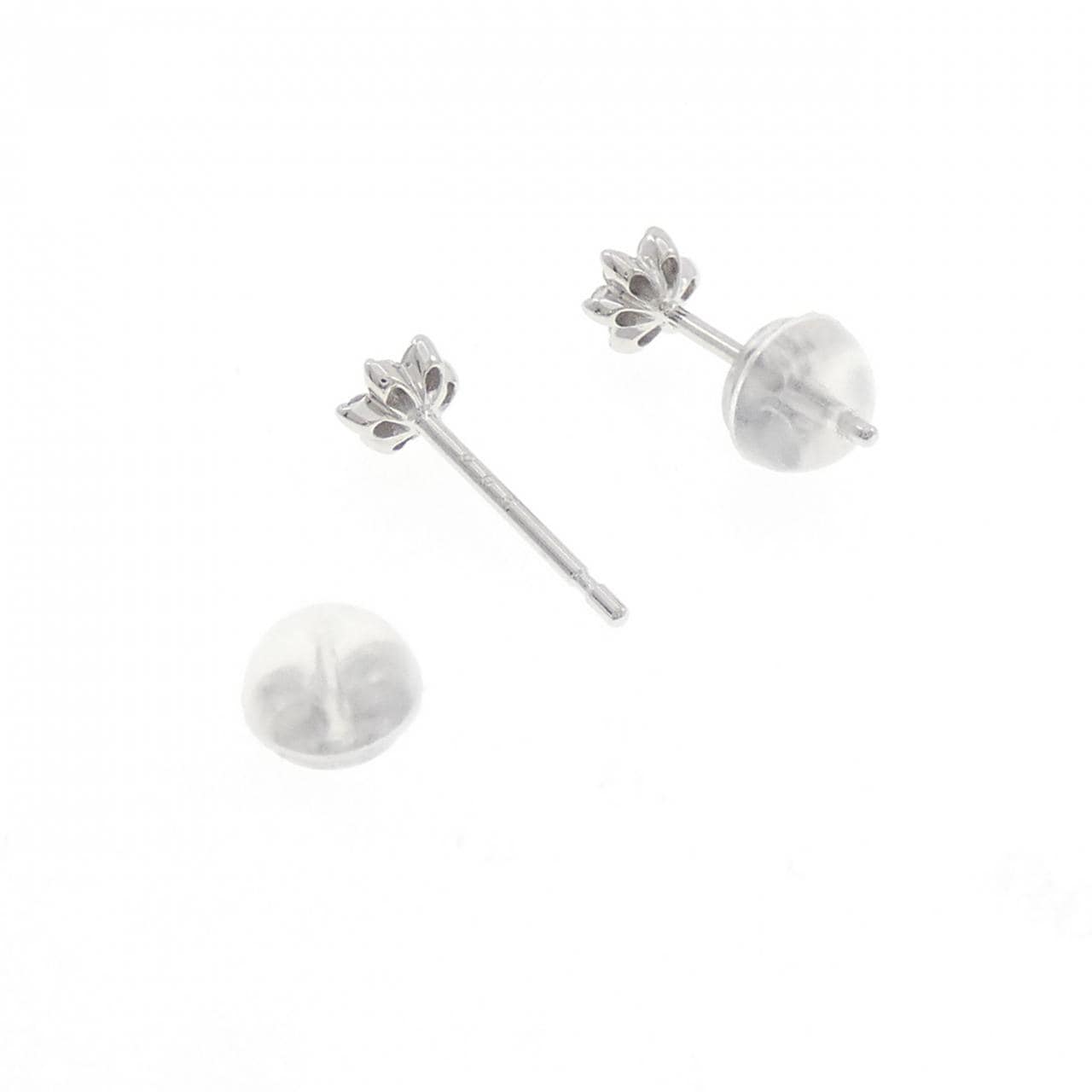 K18WG フラワー ダイヤモンド ピアス 0.10CT