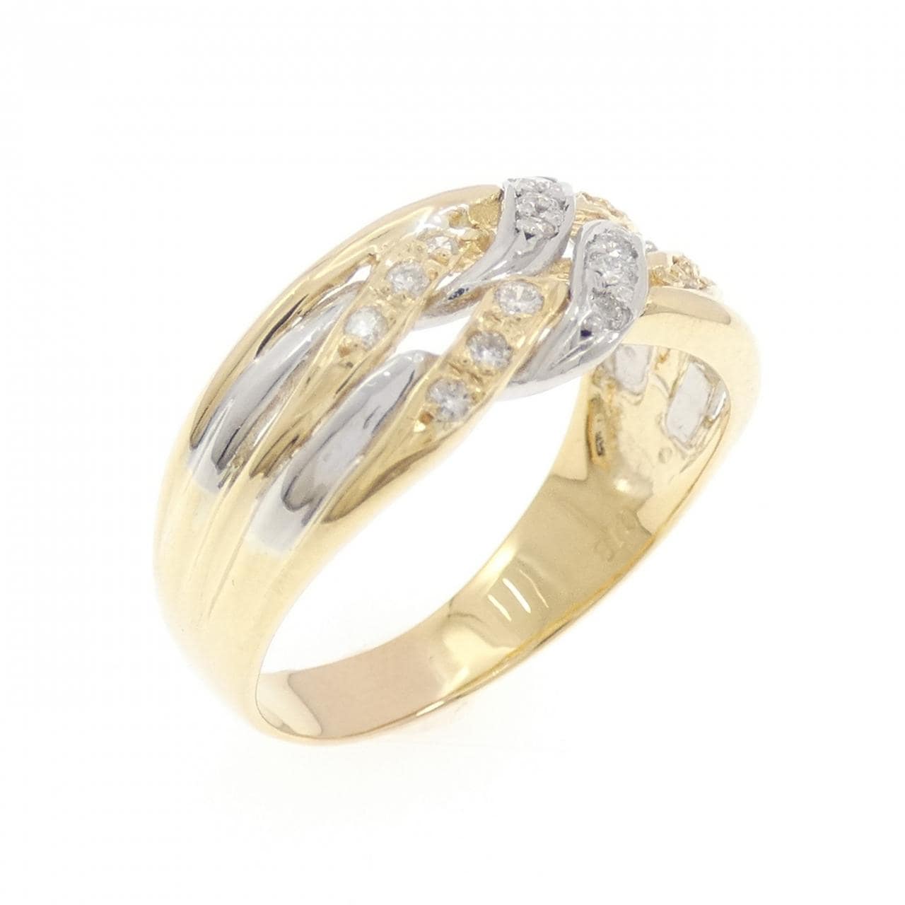 K18YG/PT900 ダイヤモンド リング 0.18CT