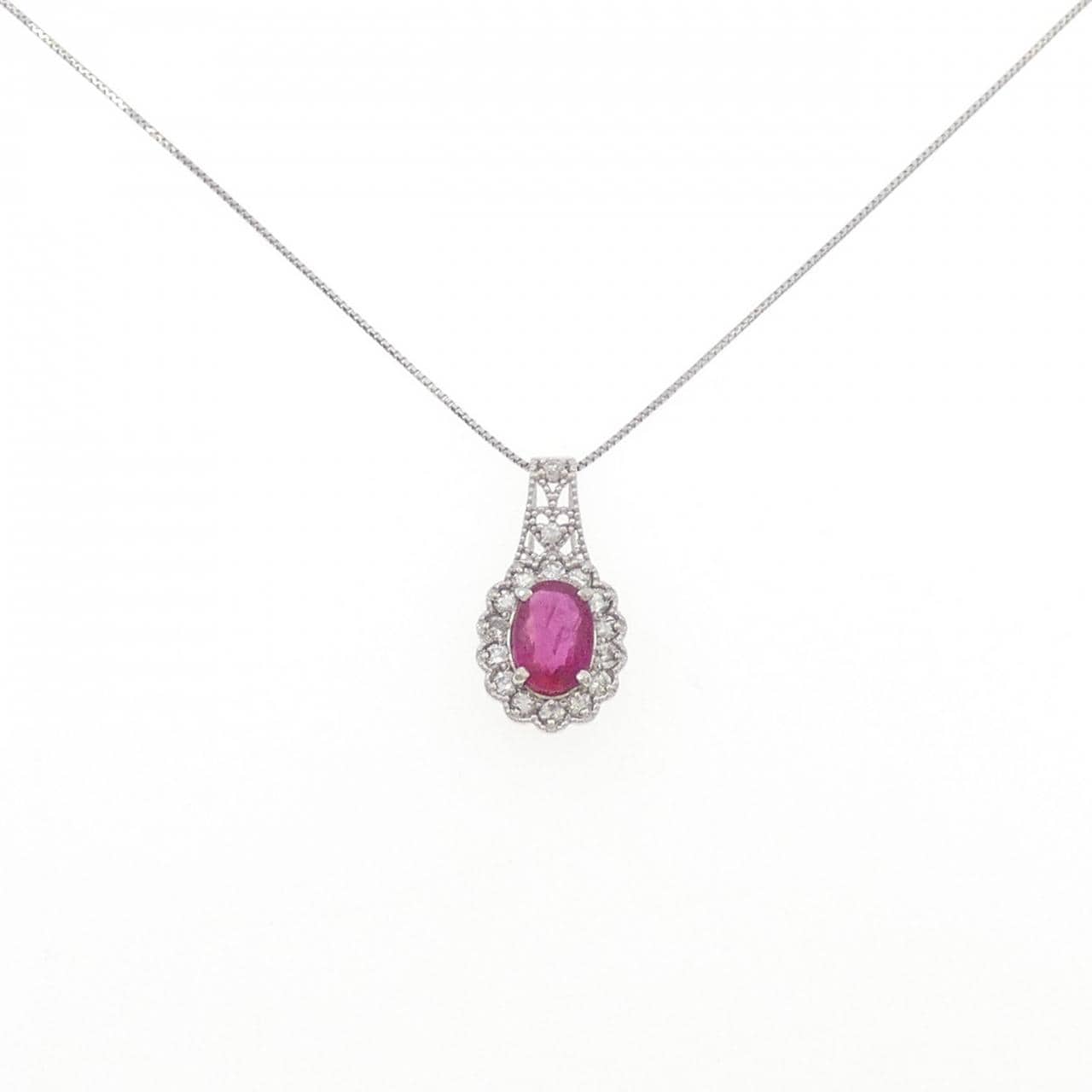 PT900/PT850 ルビー ネックレス 1.10CT