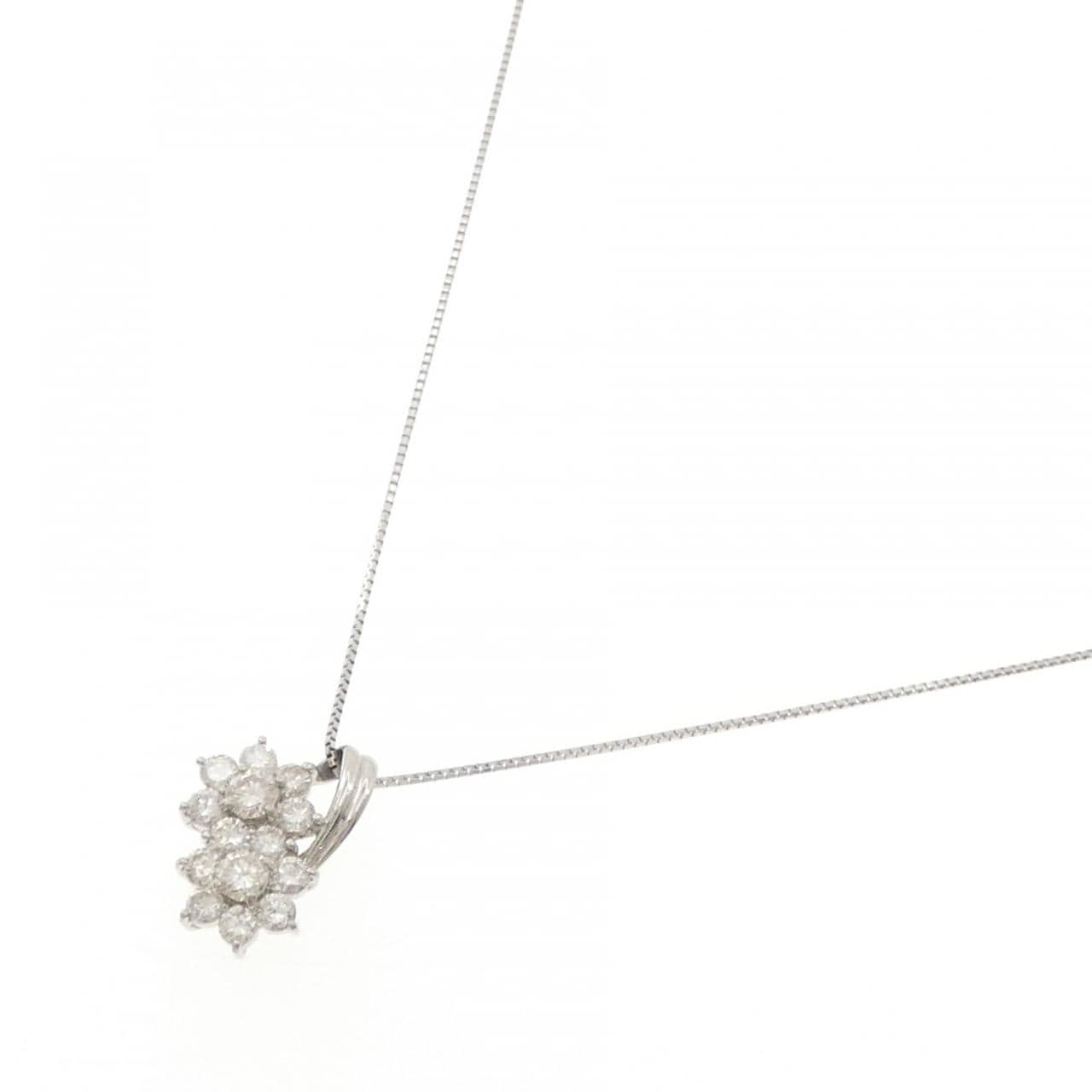 PT900/PT850 フラワー ダイヤモンド ネックレス 1.00CT