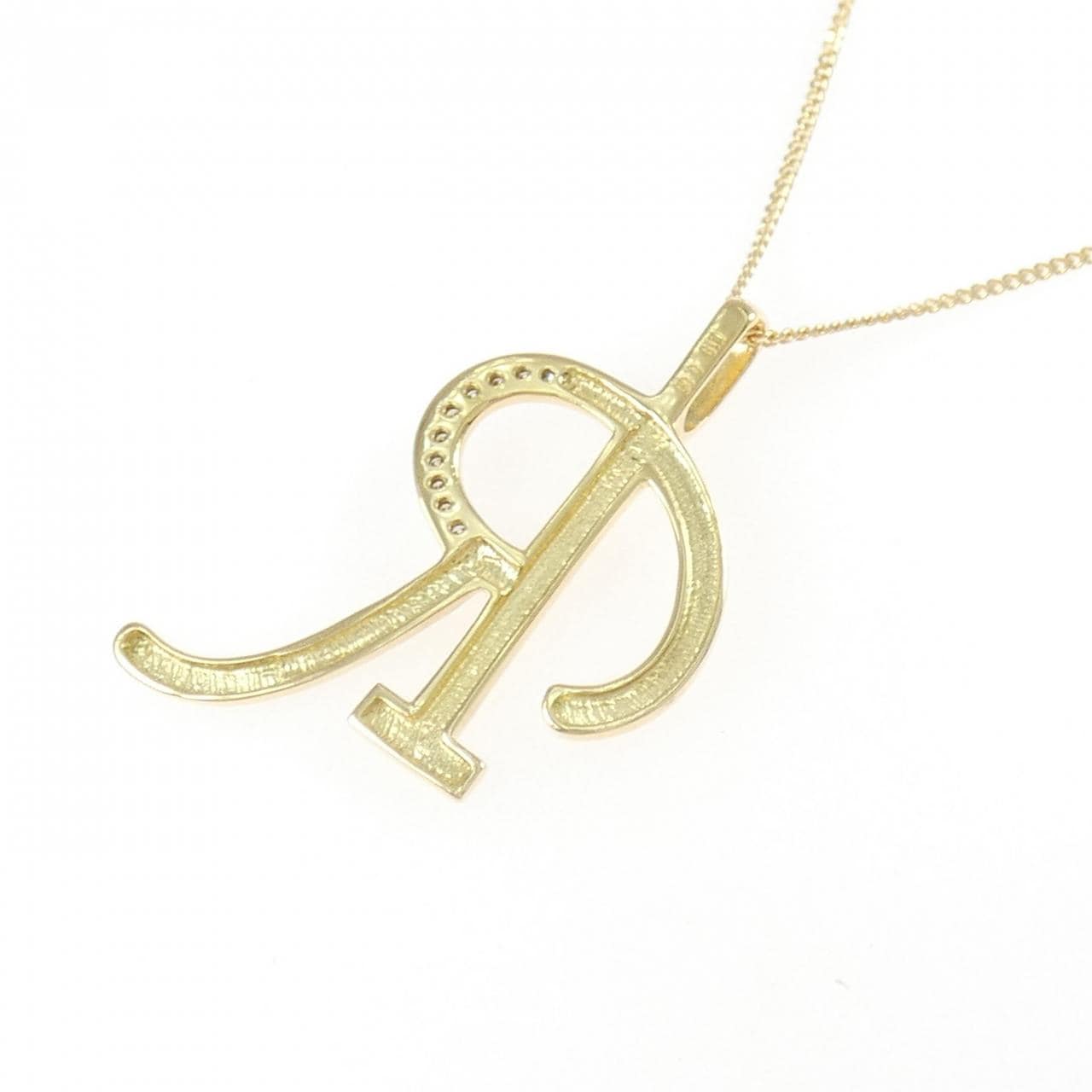 K18YG イニシャルR ダイヤモンド ネックレス 0.05CT