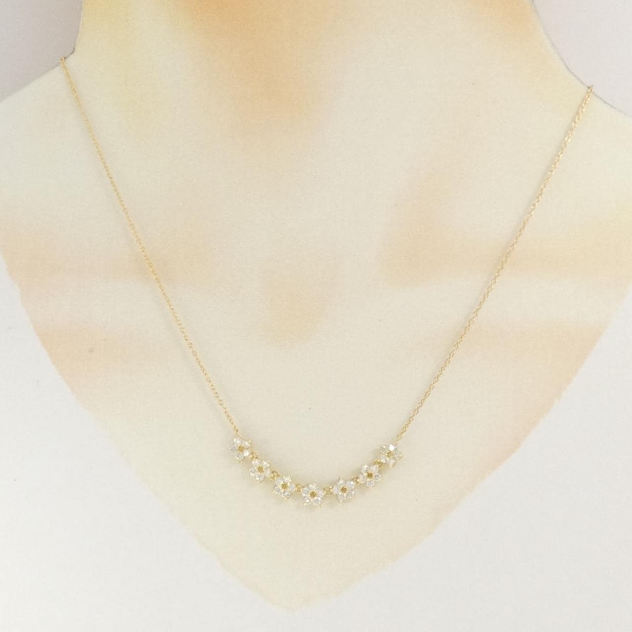 K18YG フラワー ダイヤモンド ネックレス 1.07CT