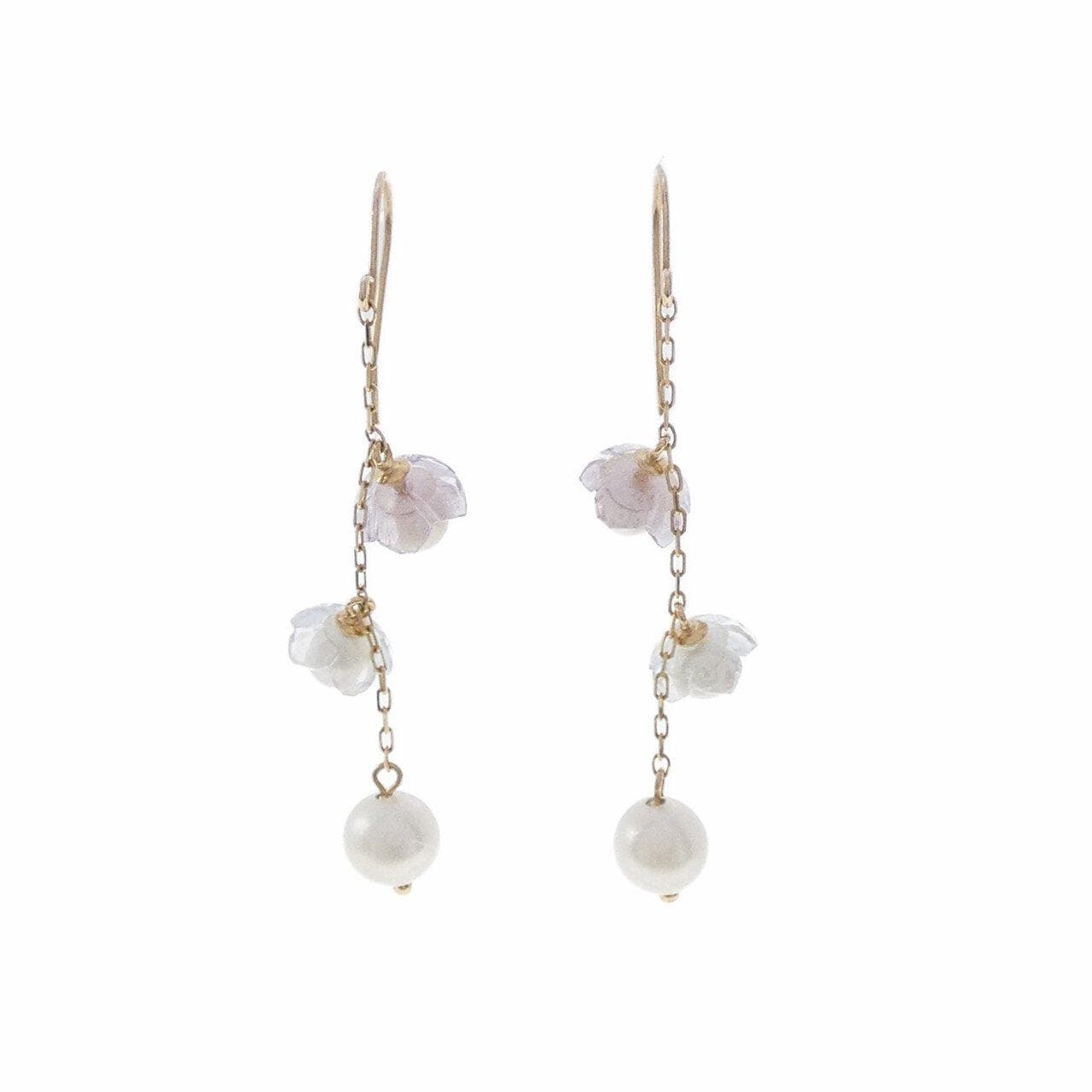 【新品】K10YG フラワー カラーストーン ピアス