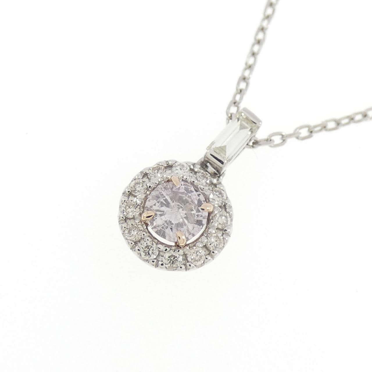 PT900/K18PG/PT850 ピンクダイヤモンド ネックレス 0.139CT