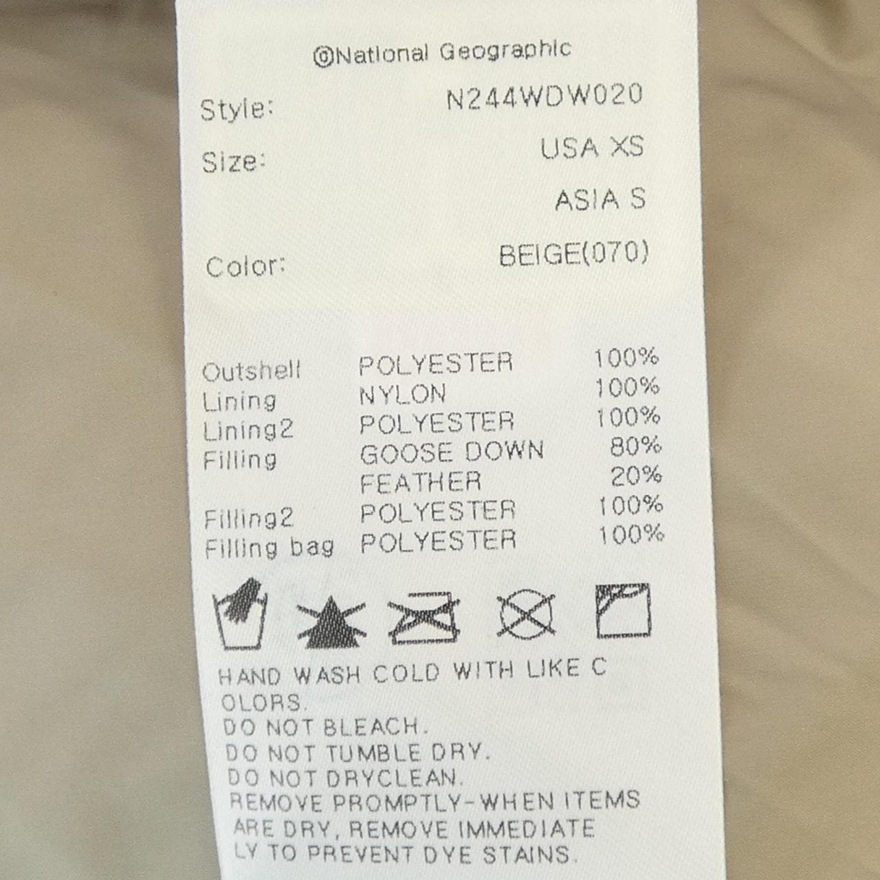 natural geographic ダウンジャケット