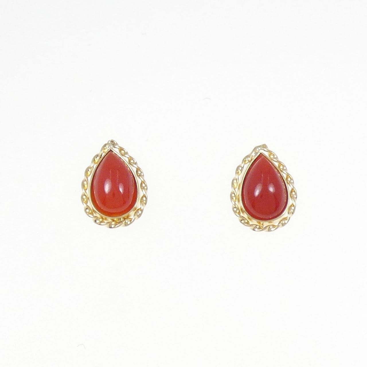 K18YG coral earrings