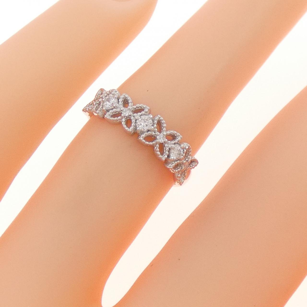 K18WG花朵鑽石戒指0.10CT
