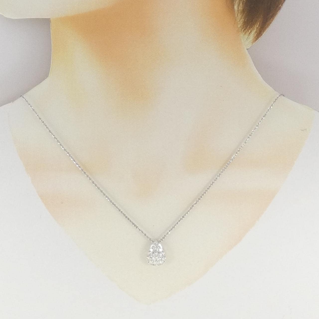 K18WG パヴェ ダイヤモンド ネックレス 1.00CT