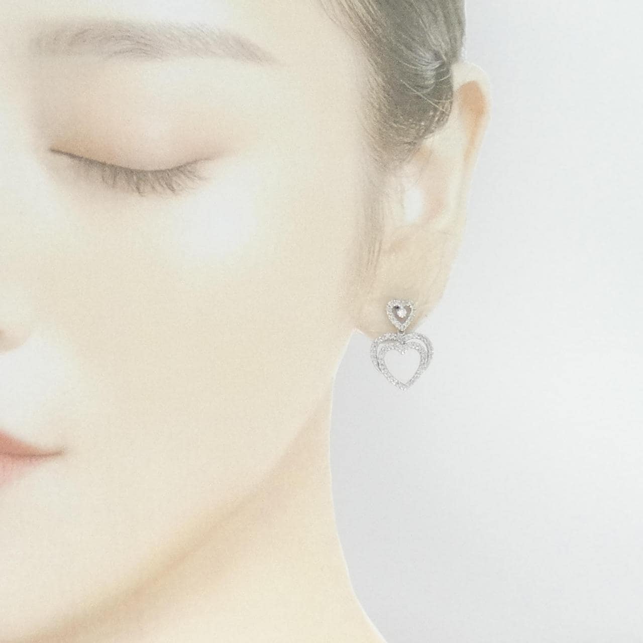 K14WG ハート ダイヤモンド ピアス 0.58CT