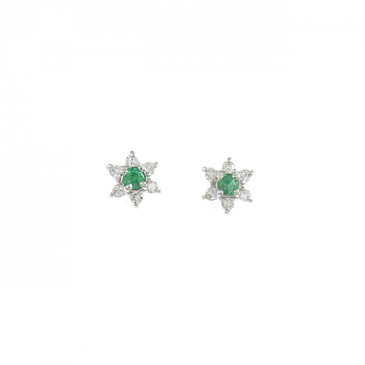 PT900 フラワー エメラルド ピアス